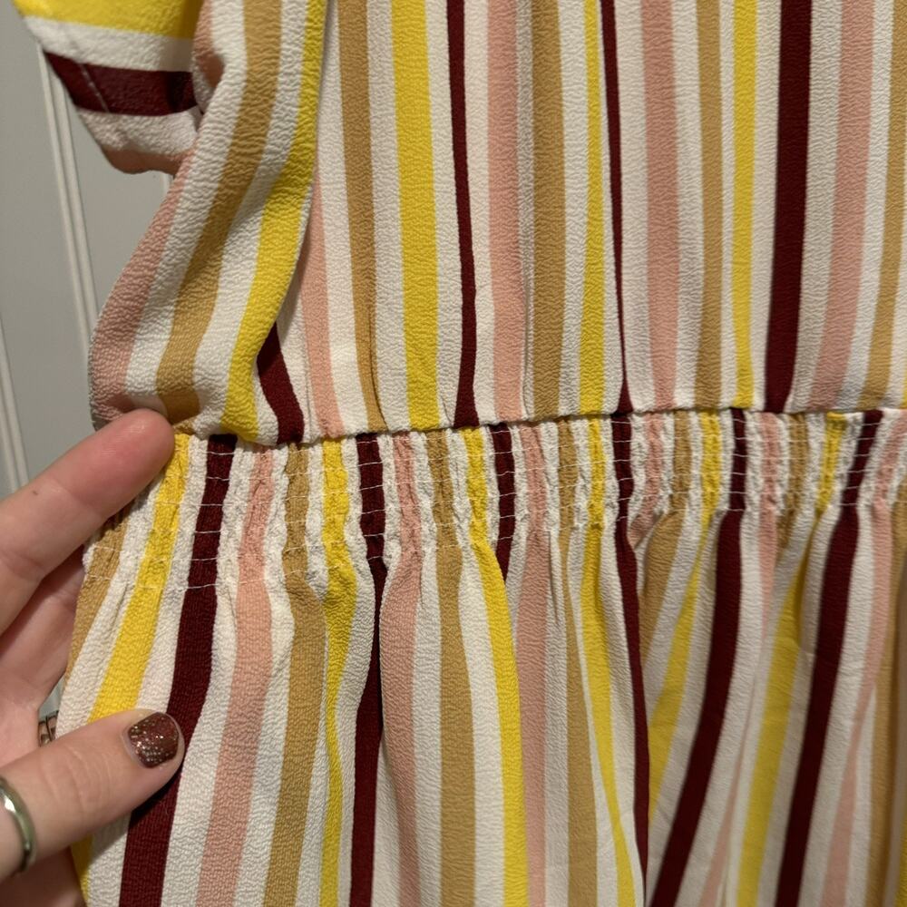 Lane Bryant Striped Peplum Top Yellow Maroon Pink Size 22 - Picture 3 of 6